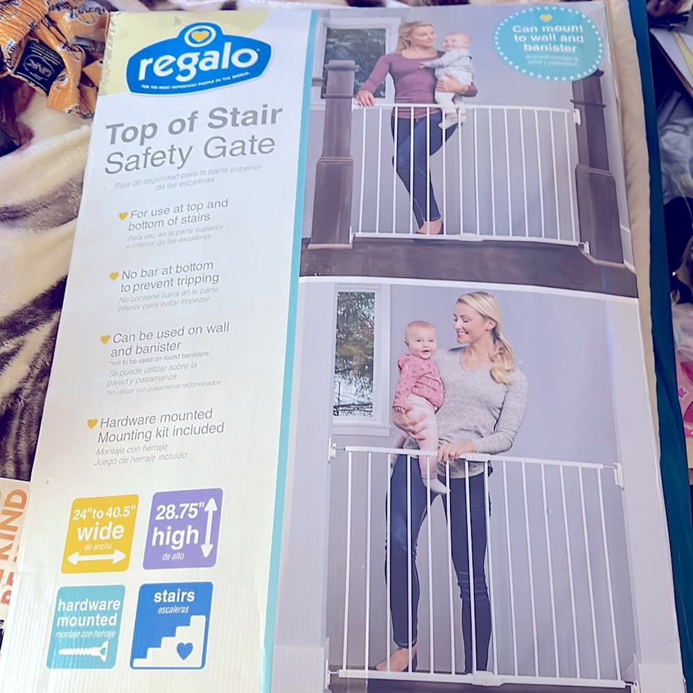 Baby top of stairs gate